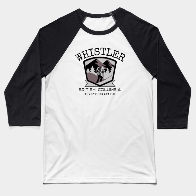 Whistler, British Columbia Baseball T-Shirt by Mountain Morning Graphics